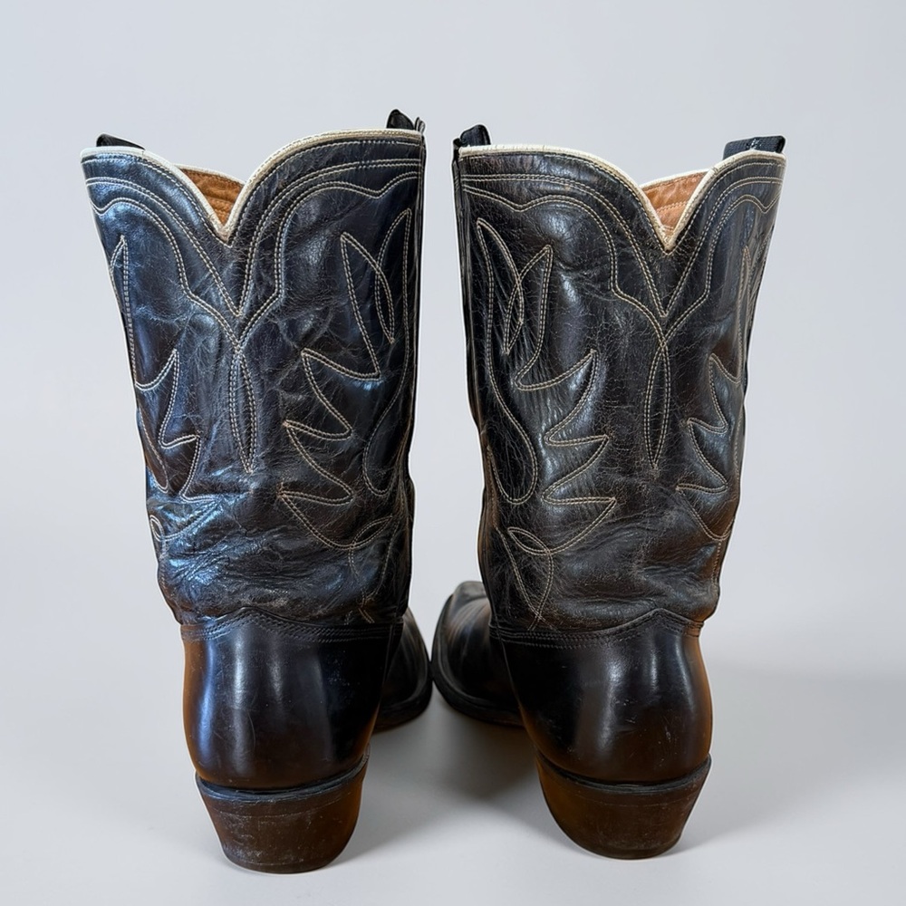 1960s • Acme Classic Western • Men’s 12 B • Vintage Cowboy Boots Cloth Pulls - Picture 3 of 8